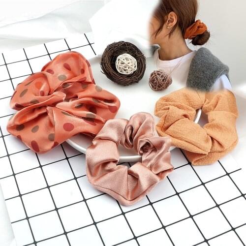 1-3 Pcs/Set Orange Lively Hair Ring Literary Candy Scrunchies Handmade Large Intestine Wave Edge Elastic Hairband For Girl Women