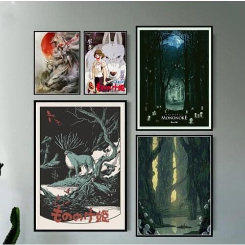 Self-adhesive Wall Stickers Home Decoration Painting Wall Art Princess Mononoke Japan Anime Pictures Bedside Background