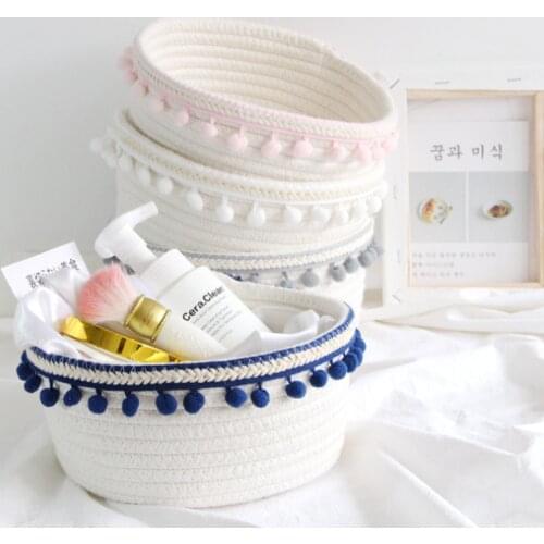 Family Bedroom Storage Basket Cosmetic Storage Bag Unique Woven Wool Ball Storage Basket Home Decoration Cotton Thread Basket
