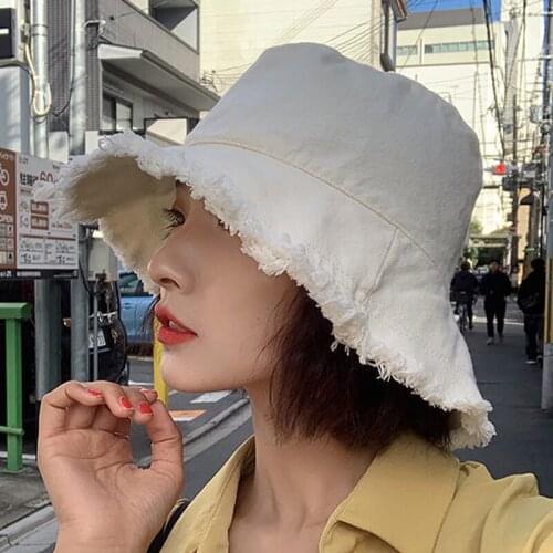 Women hat spring summer fisherman hat for women jean Bucket wide brim hat Bonnet peaked cap Panama hat for women bonnet Fishing