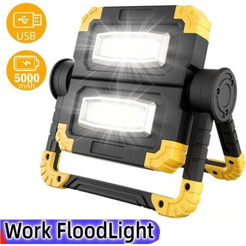 LED Work Light 5000mAh Polymer Battery USB Rechargeable Folding Portable Camping Stand Flood Lamp for Outdoor Camping Light