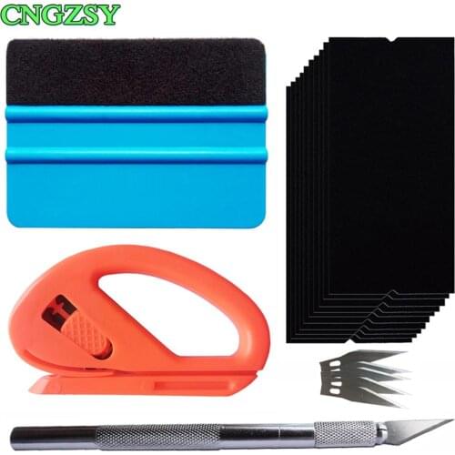 Vinyl Car Wrap Carbon Fiber Foil Film Squeegee Felt Scraper Kit Sticker Wrapping Tool Cutter Knife Vehicle Accessories K109