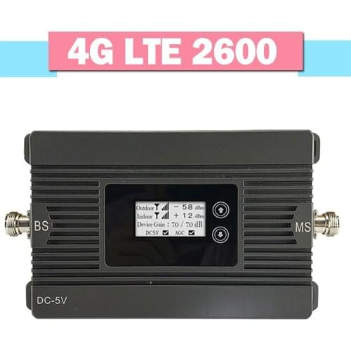 Walokcon 4G LTE 2600 Mobile Phone Signal Amplifier 80dB Gain AGC LCD Display Cellphone Repeater 4G LTE 2600MHz Signal Booster