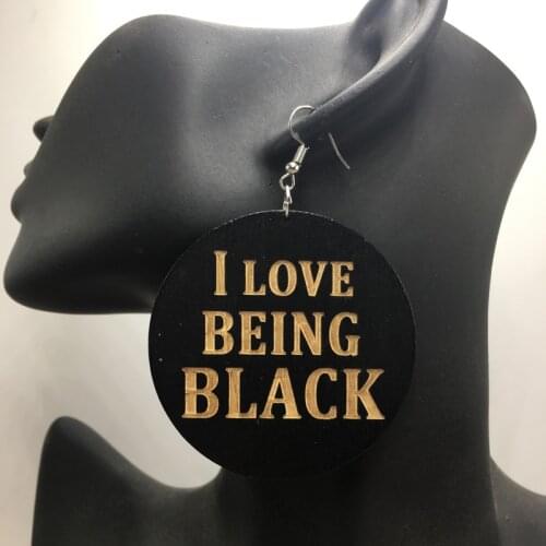 I Love Being Black Wooden Earrings