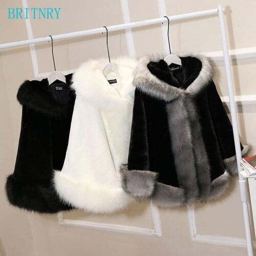 BRITNRY 2018 Women Bolero Elegant Faux Fur Wrap Bolero Wedding Cape Bridal Shawl 2018 Winter Ivory Black Cape Real Photos