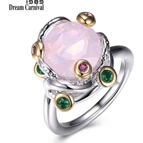 DreamCarnival 1989 Recommend Special Cut Pink Zirconia Ring Braided Style Fashion Jewelry for Women Must Have Party Gift WA11607