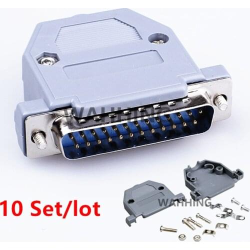 10 Set DB25 Centronics Port Connector DB25 25Pin Male socket Plug connector Copper DB25 Adapter with Plastic Case DIY HY854