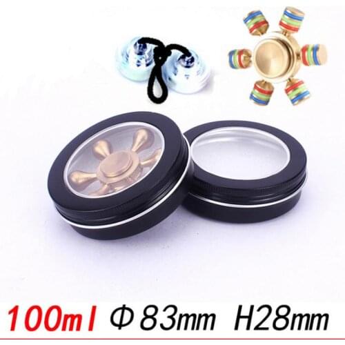 100g Aluminum Jars with Clear Window 100ml Black Tin Lip Balm Pots Visible Empty Cosmetic Containers Toys Crafts Pots SN015