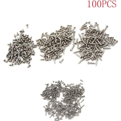 100pcs Screws Nuts M2 Flat Round Head Fit Hinges Countersunk Self-Tapping Screws Wood Hardware Tool 2x6/8/10mm