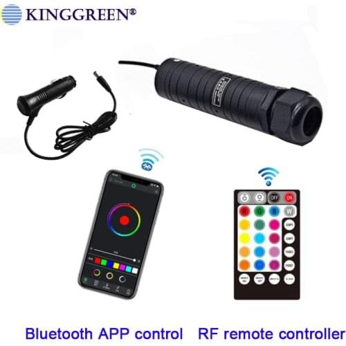 1X APP Bluetooth Control 6W LED Light Engine with 28 Key RF Remote Controller for PMMA Fiber Optic Cable Lighting free shipping