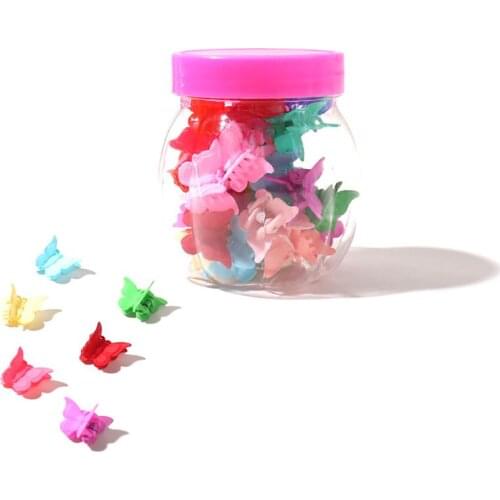 30Pcs/Set Solid Color Mini Claw Clips Cute Creative Butterfly Decor Hair Clips Hair Accessories For Kids Women Ladies Girls
