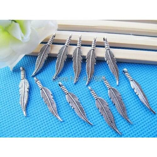 30pcs Antique Silver tone Filigree Cabinet Feather Pendant Charm/Finding,DIY Accessory Jewellry Making