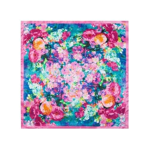 60cm * 60cm 2017 High Quality Imitated silk scarves Flower Print oil painting square silk scarf women royal shawls