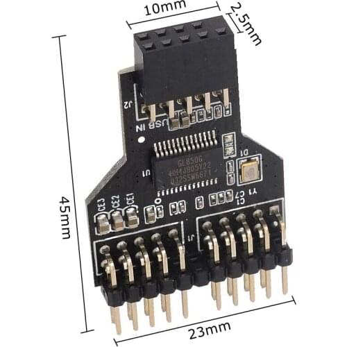 9pin USB Header Male 1 to 2 Female Extension Splitter Connector Adapter Motherboard USB Hub USB 2.0
