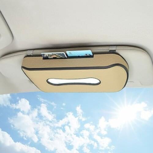 Car sun visor tissue box holder Leather skylight backseat hanging pater towel case napkin cards Storage bag interior accessores