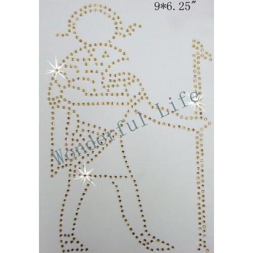 Wonderful life free shipping Rhinestone UK Original Man Rhinestone Transfer Design for man golden yellow color