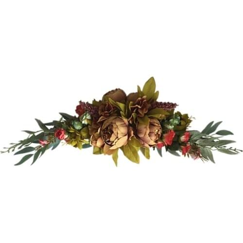 Floral Swag, Artificial Peony Flowers Swag for Front Door Wedding Wall Window Arch Garden Farmhouse Home Decoration
