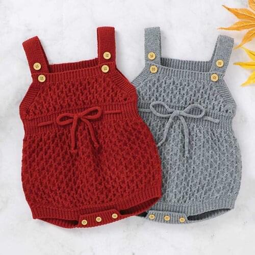 Baby Bodysuits New Knitted Strap Solid color Sleeveless Jumpsuit Newborn Girl Tops Toddler Kids Boys Knit Jumpsuit Children Wear