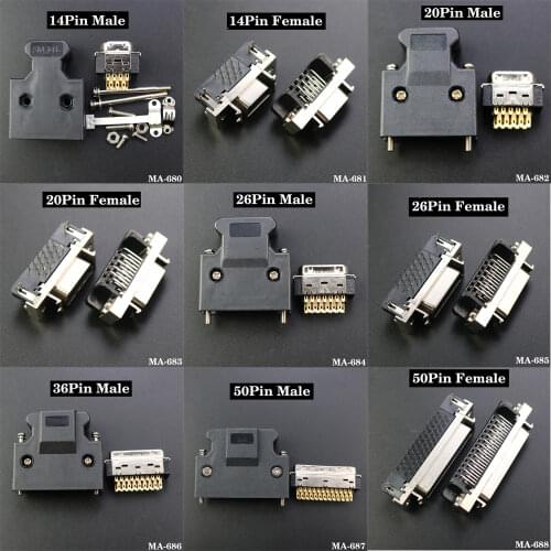 DIY SCSI Connector CN 14 20 26 36 50 Pin male/Female Socket Connector Servo Receptacles Header Gold Plated Contact Wire Solder