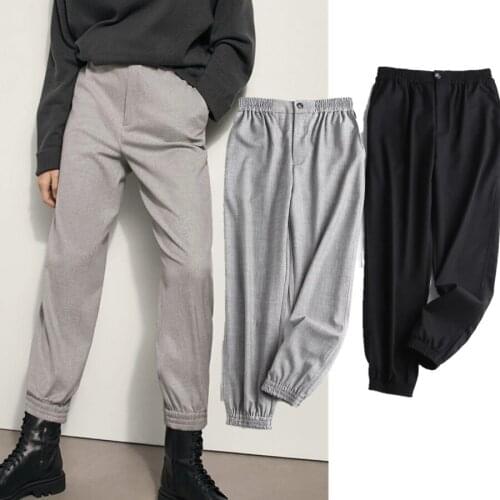 Jenny&Dave Jogger Trousers Women England Fashion Solid Simple Elastic Waist Harem Pants Women Pantalones Mujer Pantalon Femme