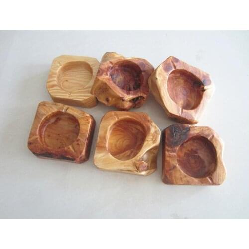 Eco Friendly Wooden Round Brown Ash Holder Smoke Cigarette Ashtray brown Pocket Ashtray 11-13cm