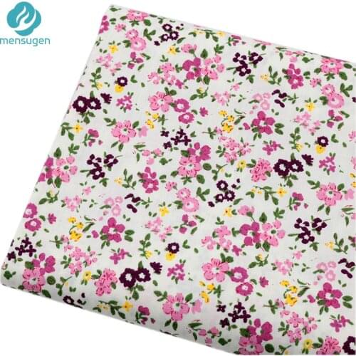 Mensugen Flower Printed Cotton Floral Fabric for Girls Dress Sewing Headband Cushions Blanket Doll Clothes Scrapbook DIY Cloth