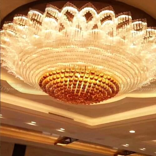 Customized hotel lobby shaped crystal lamp villa living room ceiling lamp hotel clubhouse banquet hall engineering lamps