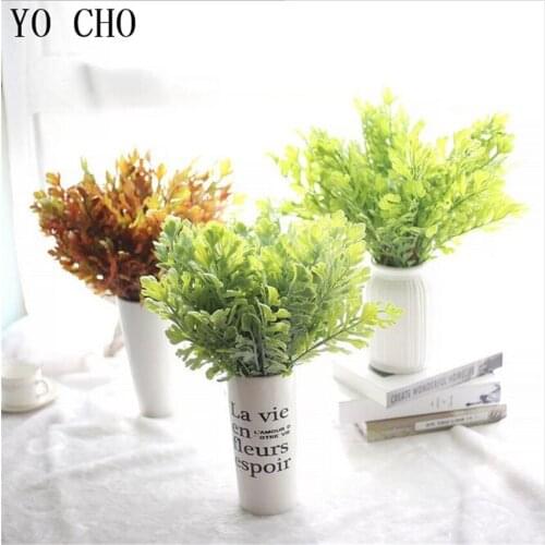 YO CHO Artificial Green Wedding Decoration Grass Wild vetch Leaf Plastic Green Fern Plant Flower Decoration Orchid Leaves Home