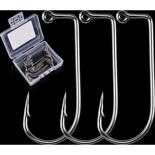 20Pcs Fishing Hooks High Carbon Steel 90 Degree Jig Fly Tying Strong Wire Fish Hooks for Outdoor Sea Fishing Hook Tackle Box