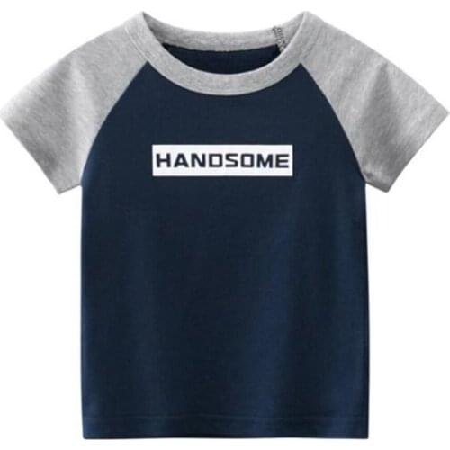 2021 Summer Boy T-shirt Cotton Letter Print Casual Kids Tops Tees Birthday Children Clothing