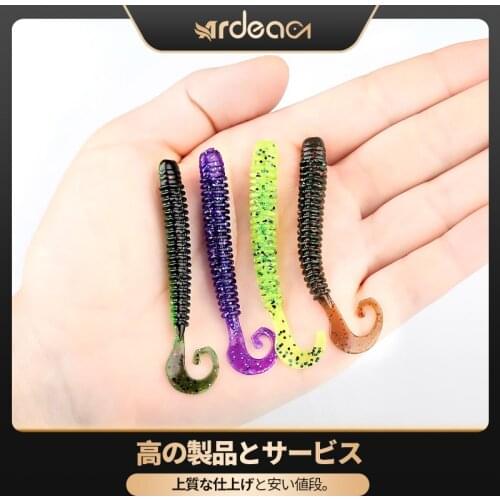 ARDEA 10PCS/lot soft fishing lure plastic 65mm 1.5g worm lure Attractive Shrimp odor salt Swivel Bass Fishing Tackle grub lure