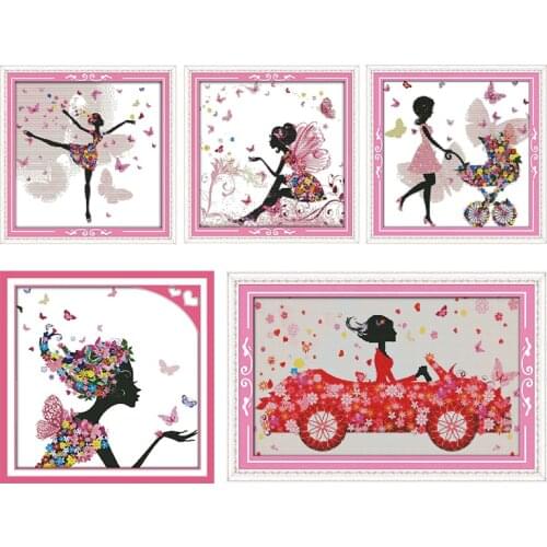 Joy Sunday Cross Stitch Embroidery Needlework Kit Stamped Flower Fairy Patterns 11CT 14CT Printed Counted Thread Crafts DIY Set