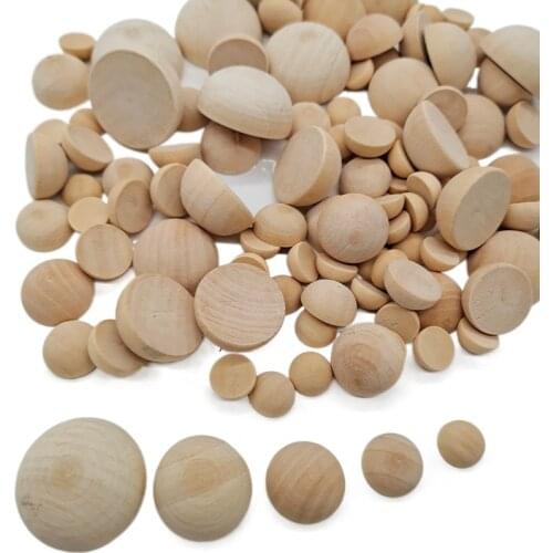 10PCS 30MM Unfinished Half Wooden Balls Natural Craft Ball Mini Hemisphere Ball Ornaments for DIY Projects Christmas Ornament
