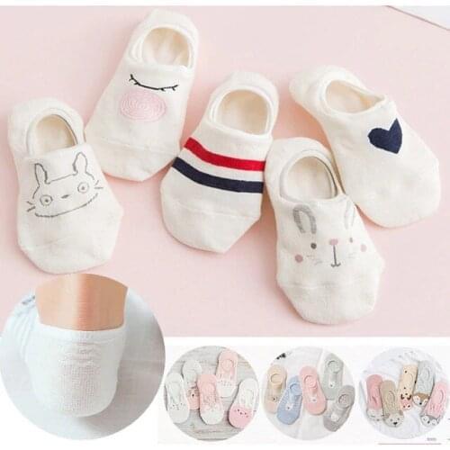 5Pairs Arrivl Women Socks Funny Fruits Cute Happy Silicone Slip Invisible Cotton Sock 35-40 Printed Socking Christmas Gift