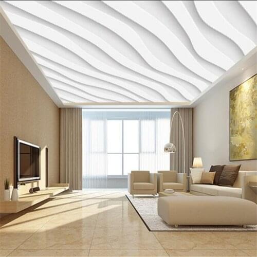 Custom wallpaper 3d creative atmosphere simple white wave 3D living room bedroom restaurant hotel ceiling wallpaper papier peint