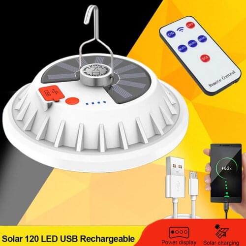 Rechargeable LED Bulb Lamp Remote Control Solar Charge Lantern Portable Emergency Night Market Light Outdoor Camping Home Garden