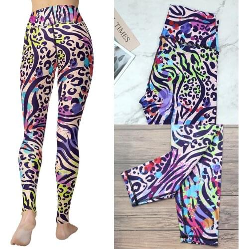 Sexy Scrunch Leggings Set 2021 Watercolor Leopard Sport Pants Women Elastic Waist Pant For Female Workout Fitness Trousers S~2XL
