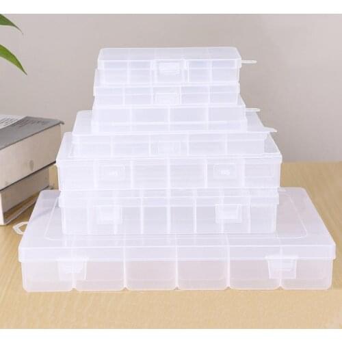 Transparent 10/12/15/24 Grid Storage Box Organizer Case Cajas Storing Plastic Box Jewelry Beads Pill Screw Organizador