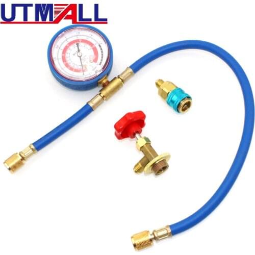 R134A Refrigerant Freon Adding Recharge Tool Hose Gauge Adaptor 350psi Manifold Gauge Tool
