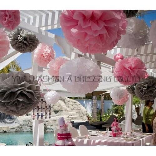 Mixed Size 6" 8" 10"(15cm 20cm 25cm) 30pcs Tissue Paper Pom Poms Wedding Party Paper Flower Garden Supplies/Wedding Decoration
