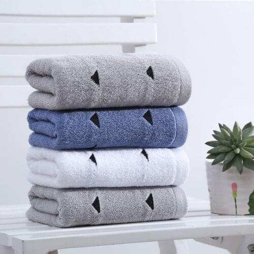 T117A Elegant Grey white blue triangle geometric Cotton water absorption Hotel Face Towel or Hand Towel
