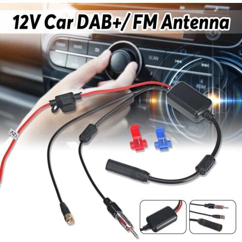 Universal DAB+ FM Car Antenna Aerial Splitter Cable Digital Radio Signal Amplifier Antenna Signal Booster 88-108MHz