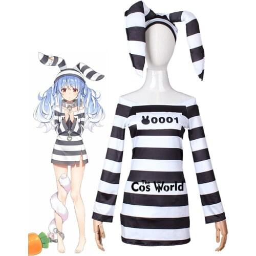 YouTuber Virtual VTuber Hololive Usada Pekora Rabbit Prison Outfits Cosplay Costumes