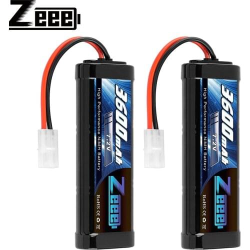 Zeee 2PCS 7.2V 3600mAh RC NiMH Battery with Tamiya Plug for RC Truck RC Car Associated HPI Losi Kyosho Tamiya Hobby