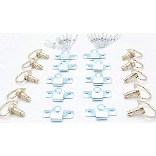 10Sets Motorcycle Quick Release D-RING 1/4 Turn Race Fairing Fasteners Rivet 17mm