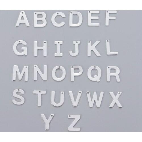100pcs 304 Stainless Steel Charms Letter Silver Color Plated Beads For DIY Jewelry Making, 11x8.5x0.7mm, Hole: 1mm