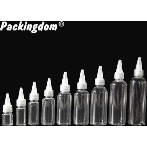 100pcs Clear Needle Tip Bottle Empty Refill Spun Bottles Plastic Glue Dispenser Packaging Container 10ml 20ml 30ml 40ml 50ml