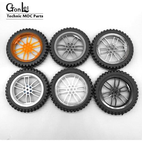 2Pcs/lot High-Tech Parts Mechanical Tyre 100.6x22 Motorcycle + Wheel Hub No. 11957+88517 DIY Building Blocks Assembles Particles