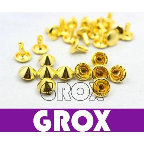 9*8mm Gold Conical Rapid Rivet Studs Punk Rock Rivets Nailheads Spike Free Shipping Wholesale High Quality