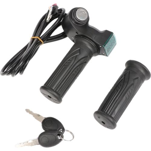 E-Bicycle Accessory 24/36/48/60/72V LED Digital Meter Electric Bike Scooter Throttle Grip Handlebar Black Electric Car Handle